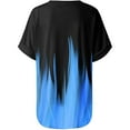 thumbnail image 6 of Womens Tops Summer 2022,Women's Shirts V-Neck Summer Tops T Shirt Short Sleeve Color Block Flame Printing Loose Fit Tunic Blouses, 6 of 6
