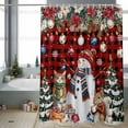 thumbnail image 2 of Christmas Snowman Bathroom Shower Curtain Squirrel Cat Xmas Tree Ball Plaid Winter Waterproof Washable Shower Curtains for Bathtub Bath Decor with Grommets and Hook 72 X 72 Inch, 2 of 8