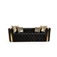 thumbnail image 6 of Naomi Button Tufted 3 Pc Sofa Set with Velvet Fabric and Gold Accent in Black, 6 of 17