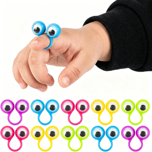CYFW 3 Finger Puppets for Party Favors,Googly Eye on Rings for Kids Party Favors School Prizes Goodie Bag Stuffers