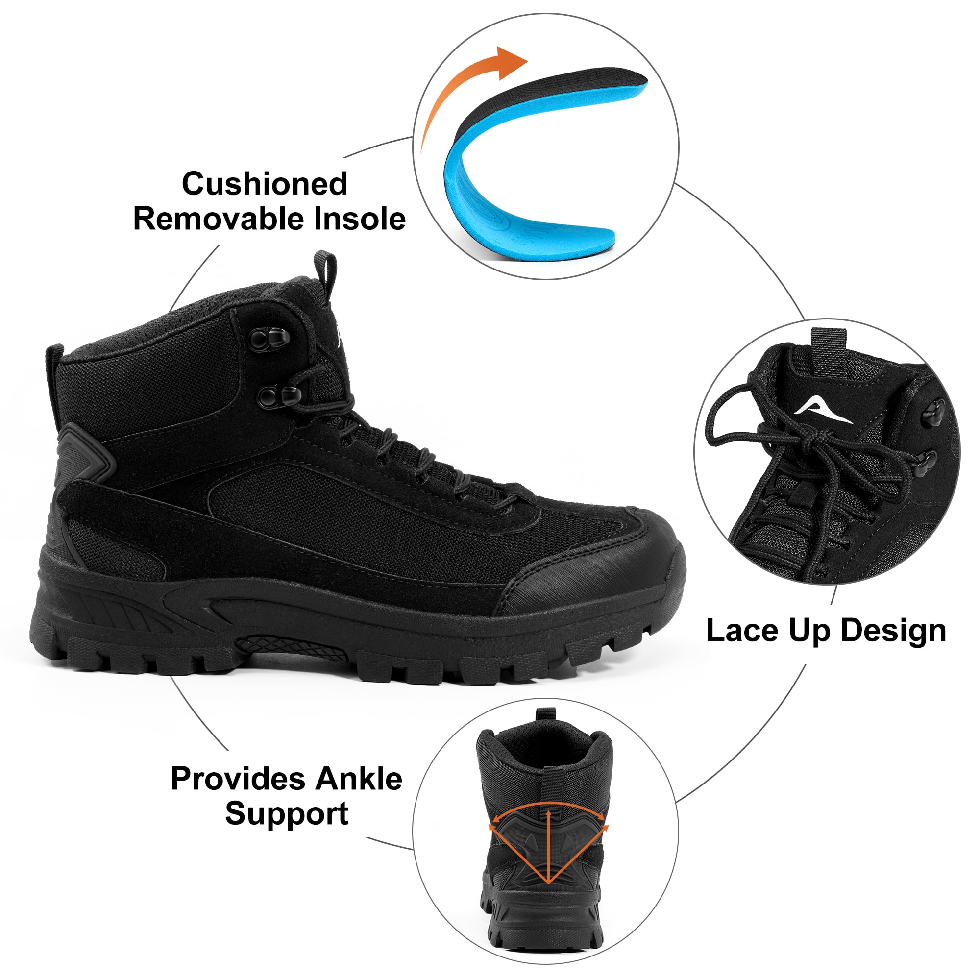 Ablanczoom Mens Hiking Boots: Breathable Outdoor Ankle Boots Men Work Shoes