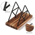 thumbnail image 4 of Servilletero de madera, servilletero de mesa con alambre de metal negro para interiores y exteriores, hogar, comedor, descanso, negro y marrón, 4 of 5