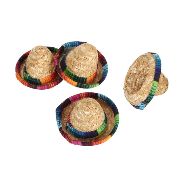 Mini Sombreros de Botella, Textura Tejida 4pcs de Ancho de Ancho Mini Sombero de Paja Decorativa para Fiesta para el Juego de Roles