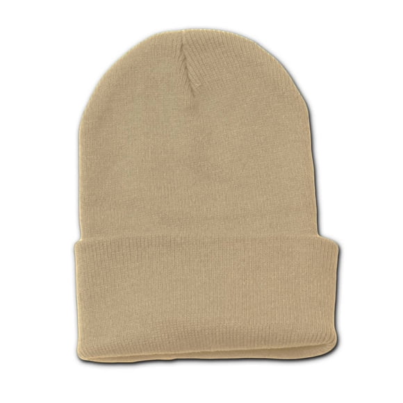 Blank Long Cuff Beanie - Khaki Beige