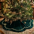 thumbnail image 4 of JEWLALO Christmas Tree Skirt, 48 Inch Green Velvet Fur Scalloped Tree Skirt Sparking Gold Lace Trim for Party Rustic Xmas Holiday Decorations All Year, 4 of 9