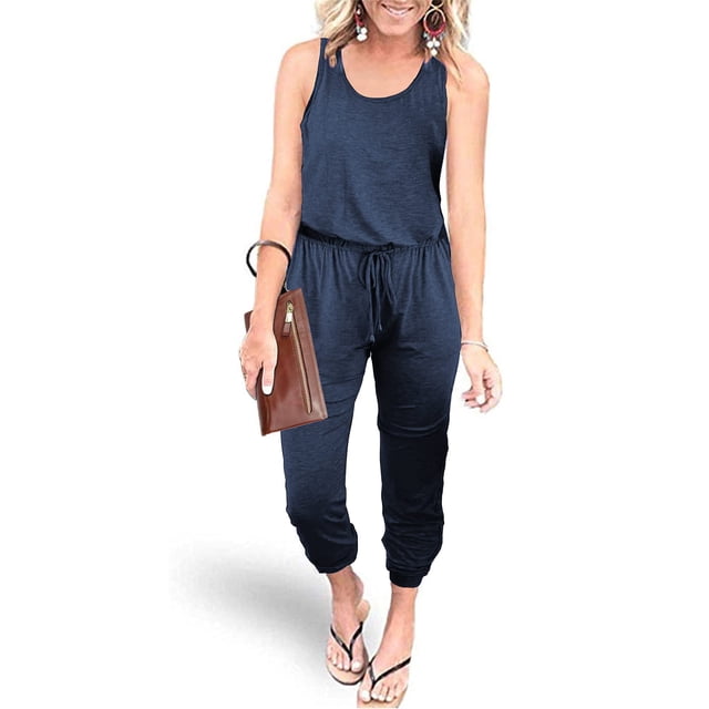 Mono Mujer PRETTYGARDEN Sin Mangas Azul Marino XXL