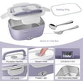 thumbnail image 3 of Carsolt Electric Lunch Box Food Heater - 3 in 1 Portable Leakproof Heated Lunch Box for Car/Home/Adults with 1.5L Removable 304 Stainless Steel Container, 60-80W, 12V/24V/110V (Light Purple), 3 of 7