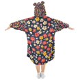 thumbnail image 2 of FORMRS Wearable Blanket Hoodie with Sleeves for Kids Cozy Flannel Sweatshirt, Small Colorful Flower, 2 of 7