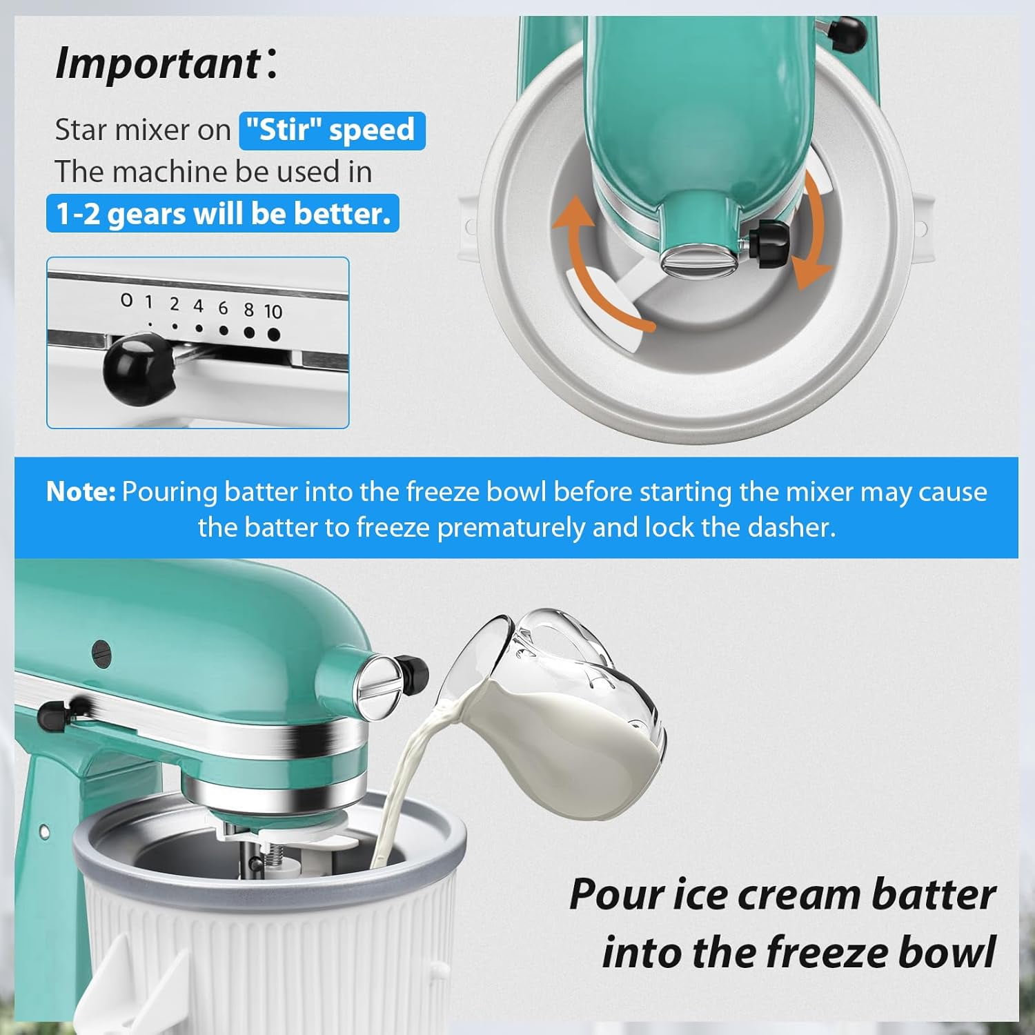Ice Cream Maker Attachment for KitchenAid Stand Mixer, Compatible with KitchenAid 4.5/5QT/6QT/7QT accessories and attachments, 2 Quart for kitchenaid mixer attachments Frozen Yogurt Gelato Maker