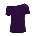 thumbnail image 4 of Tshirts Shirts for Women Fashion Breathable Off Shoulder Casual Loose Short Sleeve Tunics Womens Summer Tops Purple XXL, 4 of 7