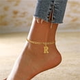 thumbnail image 3 of Riforla Boho Female Foot Chain 26 Letters Single Layer Hexagons Anklet Jewelry Anklet 26 Initial Anklet Bracelets for Women Letters Anklet Womens Jewelry R, 3 of 3