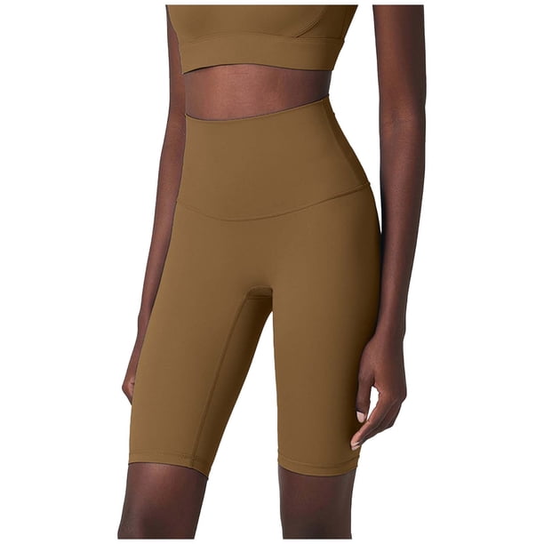 Pincandy Women's High Waist Elastic Waist Yoga Pants, Solid Color, 5-Point Length, Fitness & Daily Use