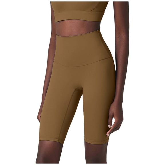 Women's High Waisted Yoga Pants Elastic Waist Tummy Control Soft Stretch Shapewear Workout Biker Athletic Shorts for Women Brown XL
