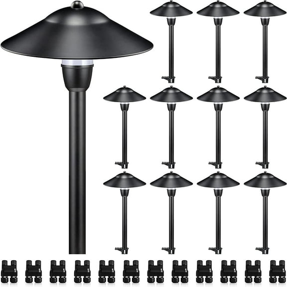 SUNVIE LED Low Voltage Landscape Pathway Light 3W 3000K for Yard Garden Walkway, 12 Pack