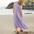 thumbnail image 4 of Susanny Red Dresses for Women Casual Cotton Linen Flowy Sundresses Maxi Sleeveless Tank Womens Summer Dresses Long Floral Boho Sun Dress Plus Size with Pockets Purple M, 4 of 7