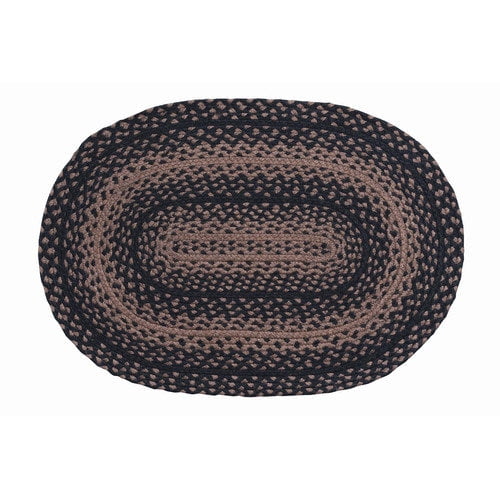 Ebony Black and Tan Jute Braided Area Rug