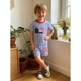 thumbnail image 3 of BemeyourBBs Toddler Baby Boy Girl 4th of July Outfit Patriotic Independent Day Summer Clothes Fourth of July Popsicle Embroidery Waffled Striped Short Sleeve T Shirt Tops and Pockets Shorts 2Pcs Set, 3 of 9