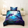 thumbnail image 2 of Homewish Jungle Dino Twin Duvet Cover,Neon Plants Twin Bedding,Blue,Navy Blue Reversible,2 Pieces,1 Duvet Cover and 1 Pillowcase, 2 of 6