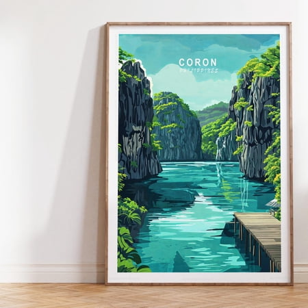 Kna Prints - Coron Travel Print, Philippines Palawan Island Wall Art Print, Philippines Travel Poster, Minimalist Travel Poster, Wedding Gifts, UNFRAMED-8x12