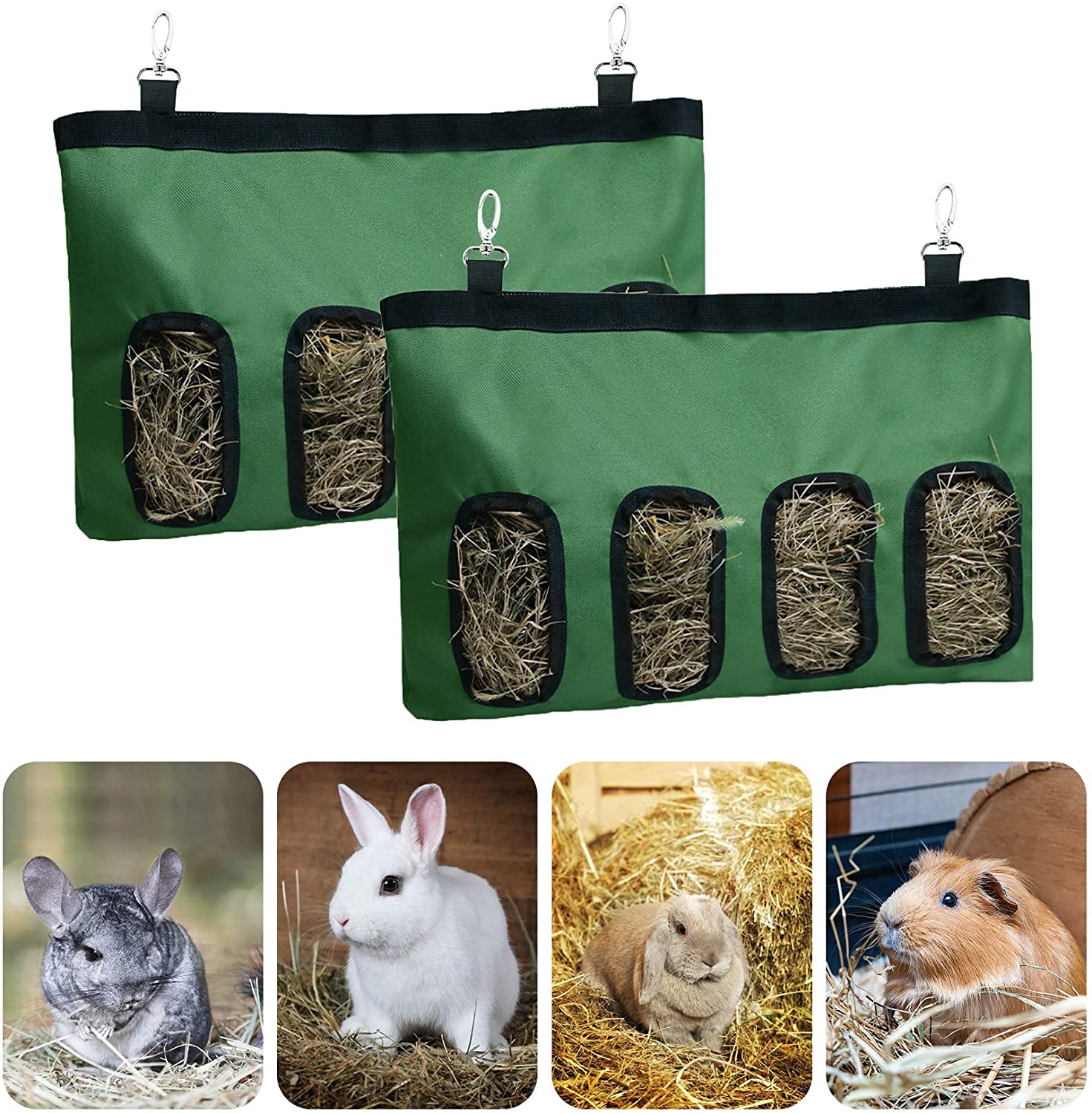 HISRFOCSP 2PCS Rabbit Hay Feeder Bag,Hanging Guinea Pig Bunny Hay Bag