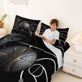 thumbnail image 3 of Castle Fairy Basketball Print Queen Sheets 4 Pieces, Court Pattern Queen Sheet Sets, Black Gold White,1 Fitted Sheet, 1 Flat Sheet and 2 Pillowcases, 3 of 6