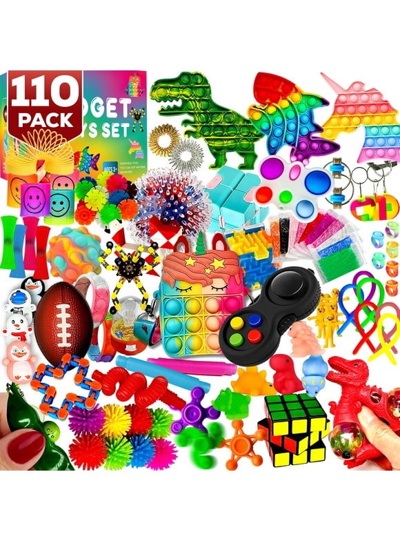 110 Pack Fidget Toys Set,Pop Sensory Party Favors Gifts for Kids Adults Boy Girl ADHD Autism Stress Relief Stocking Stuffers Autistic Bulk Goodie Bag Pinata Filler Treasure Box Classroom Prizes School