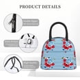 thumbnail image 4 of Balery Red Funny Crab on Blue Stripe Bolsa de Almuerzo para Mujeres, Caja de Almuerzo, Bolsa de Almuerzo Pequeña Impermeable, Tote de Almuerzo Reutilizable con Gran Capacidad, 4 of 6