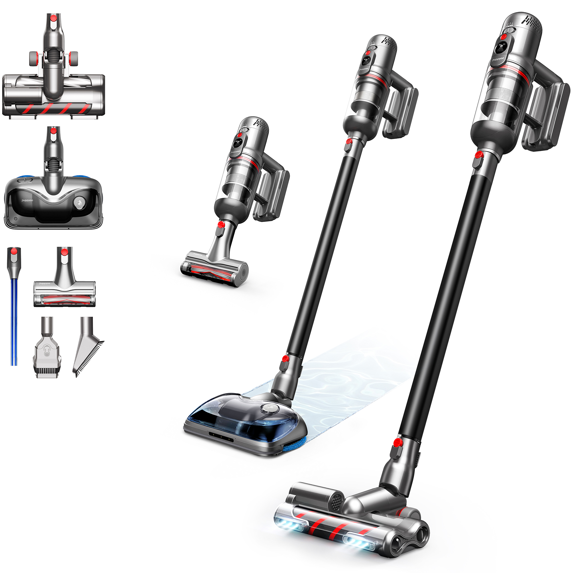 PUPPYOO T12 Plus Rinse Cordless Vacuum, 2In1 DouRollers and Mop for