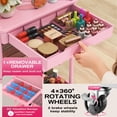 thumbnail image 3 of Carrito organizador de maquillaje con ruedas Goovilla, 3 niveles, plástico rosa, 3 of 7