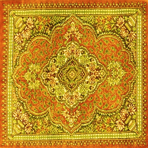 Ahgly Company Indoor Square Persian Yellow Traditional Area Rugs, 8' Square