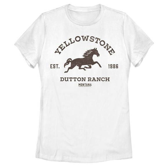 Women's Yellowstone Brown Horse Dutton Ranch Logo Est. 1886  Graphic T-Shirt