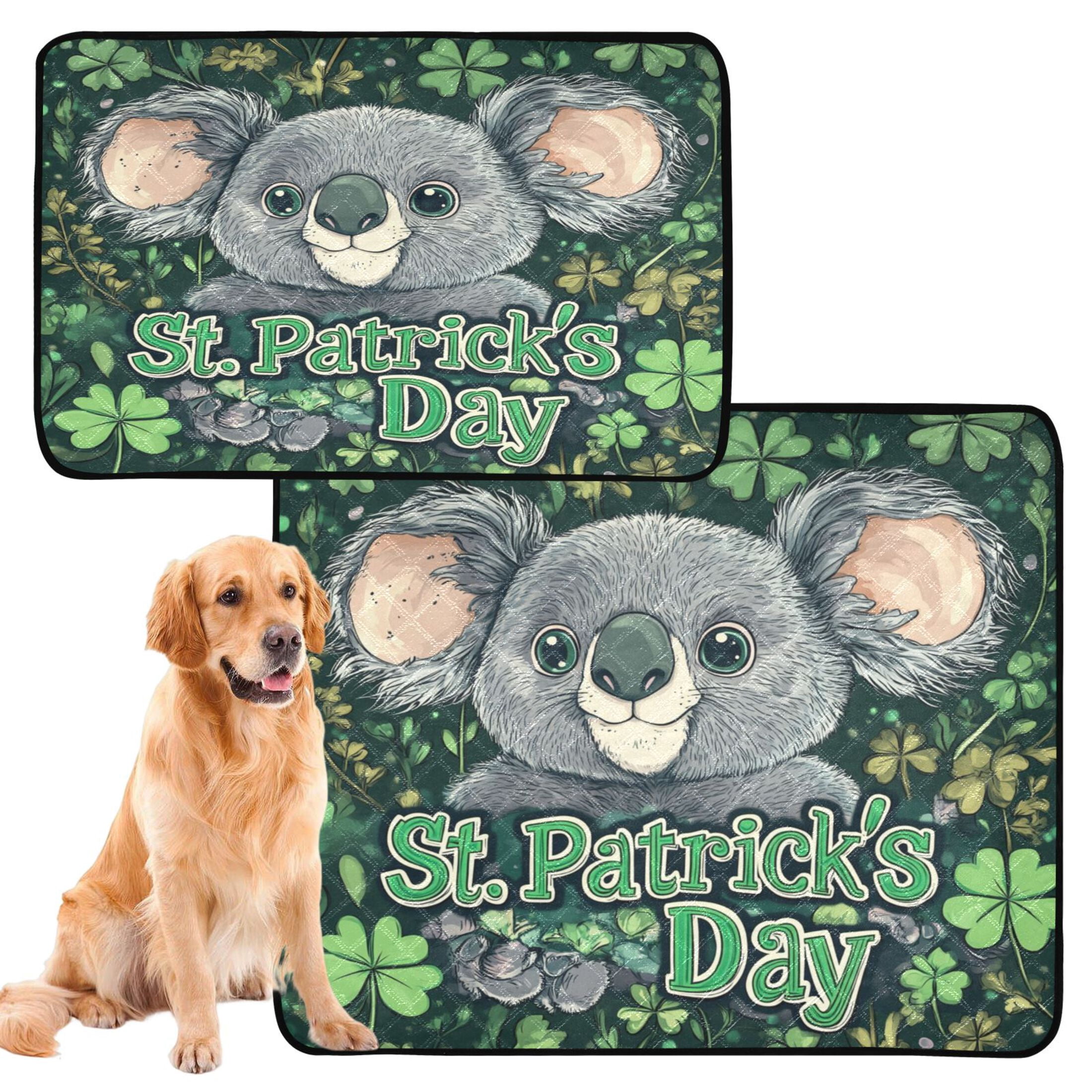 Qxltty Stpatricks Day Cute Koala Cat litter Pads Pet Set of 3 Diaper Mats Center Anti-leakage Layer Absorbent Soft and Comfortable