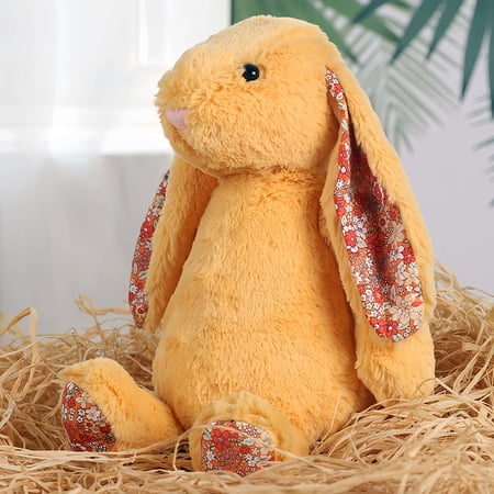 ValHome Easter Bunny Toys Floral Ear Bunny Stuffed Animal – 15.7 Soft Bunny Plush Toys Easter Basket Stuffers Rabbit Toy Huggable Pillow – Easter Decorations Birthday Gifts for Kids (Honey Yellow)