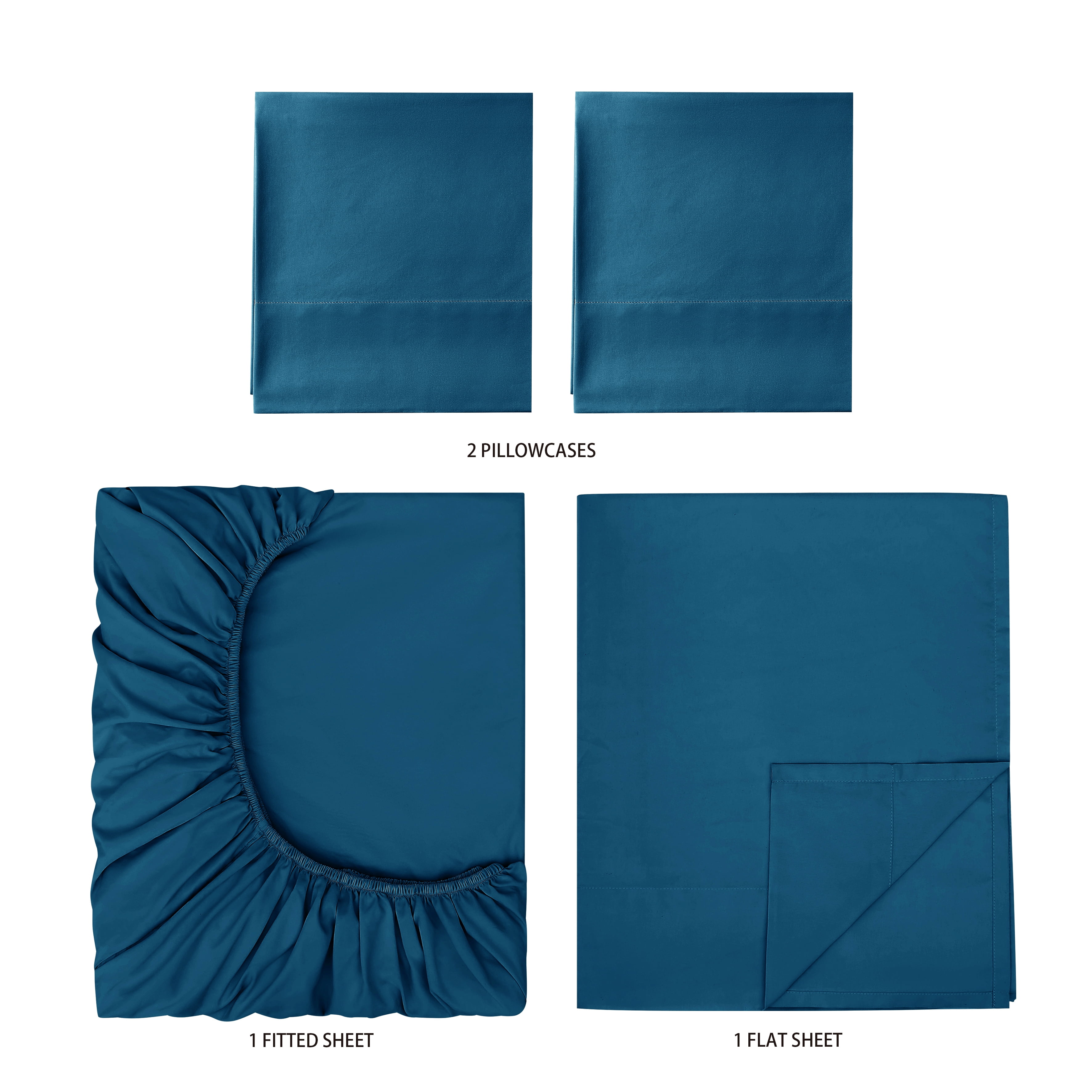 Mainstays Super Soft Brushed Microfiber Bed Sheet Set, Full, Dark Teal, 4 Piece