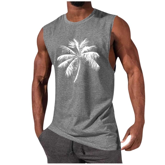 Tanque Deportivo de Cuello Redondo de la Impresión de la Moda Casual de los Hombres, Blusa de Poliéster sin Mangas para el Uso Diario Casual Al Aire Libre
