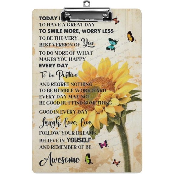 Office Clipboard, Cute Clipboard with Designs A4 Standard Letter Size Wooden Hardboard Clipboards, Decorative Clipboards, Sunflower,Encouragement Gifts Cheer Up Gifts 12.5"x9"