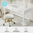 thumbnail image 4 of Martha Stewart Shaker Style Home Office 3 Drawer Desk in White with Polished Brass Hardware, 4 of 13