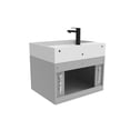 thumbnail image 4 of Amazon 24" Gray Wood Floating Vanity with White Top and Black Trim, 4 of 10