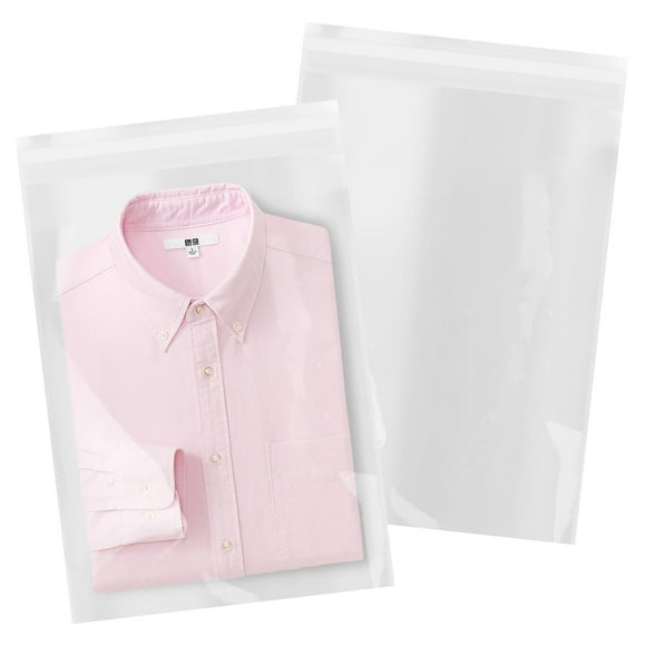200 Count - 14" x 20" Self Seal Clear Cello Cellophane Resealable Plastic Poly Bags for Clothing, T-Shirts, Pants