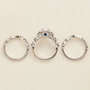 Newshe Jewellery Wedding Ring Set For Women 925 Sterling Silver Engagement 2.5ct Princess White 3pcs Cz Blue Size 8
