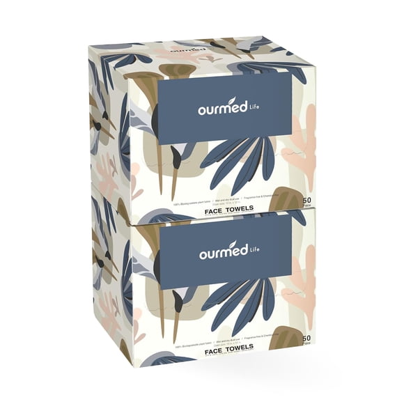 Toalla facial desechable Ourmed Life, 100 unidades, biodegradable