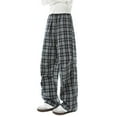 thumbnail image 4 of Mens Classic Plaid Pants Straight Leg Casual Trousers Pleated Front Relaxed Retro Green Pant, 4 of 5