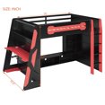 thumbnail image 2 of Harper & Bright Designs Full Size Wood Gaming Loft Bed with Desk, Full Loft Bed with Storage Shelves, Light and Charging Station, Red, 2 of 16