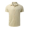thumbnail image 5 of Men Solid Button Down Beach Shirts Short Sleeve Loose Tops Holiday Blouse Tee Handsome Casual Shirt Beige 3XL, 5 of 6