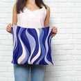 thumbnail image 2 of Blue Moire Pillow Covers 18x18 Inch Decorative Throw Pillow Cover, Classic Modern Abstract Art Elegant Sofa Pillowcases Accent Cushion Case Home Decor Bedroom Living Room, 2 of 6
