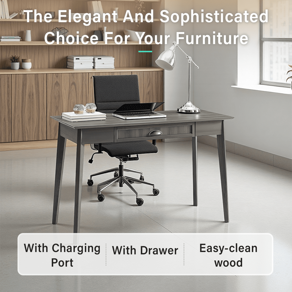 Caffoz Newport Series Home Office Computer Writing Desk,Smoke Oak