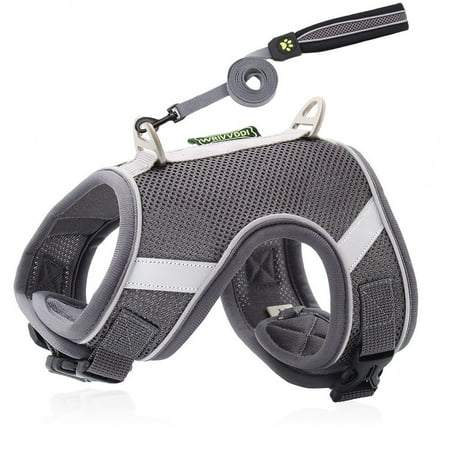 Pet Supplies Reflective Mesh Vest Adjustable Dog Vest Collar Dog Harness Reflective Dog Harness Leash Pet Chest Strap GREY S