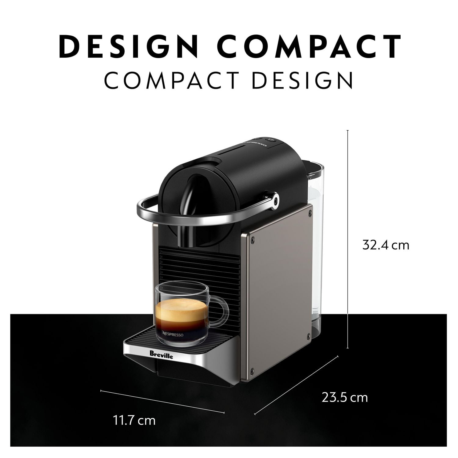 Nespresso Pixie Espresso Machine by Breville, Titan - BEC440TTN