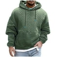 thumbnail image 2 of gbyLJF Men's Pullover Hoodie Solid Color Long Sleeve Knitted Sweatshirt Casual Loose Crew Neck Drawstring Hooded Top, 2 of 7