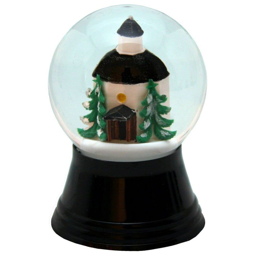 2.5" Black and Green Perzy Snow Globe Small Church Decoration Walmart